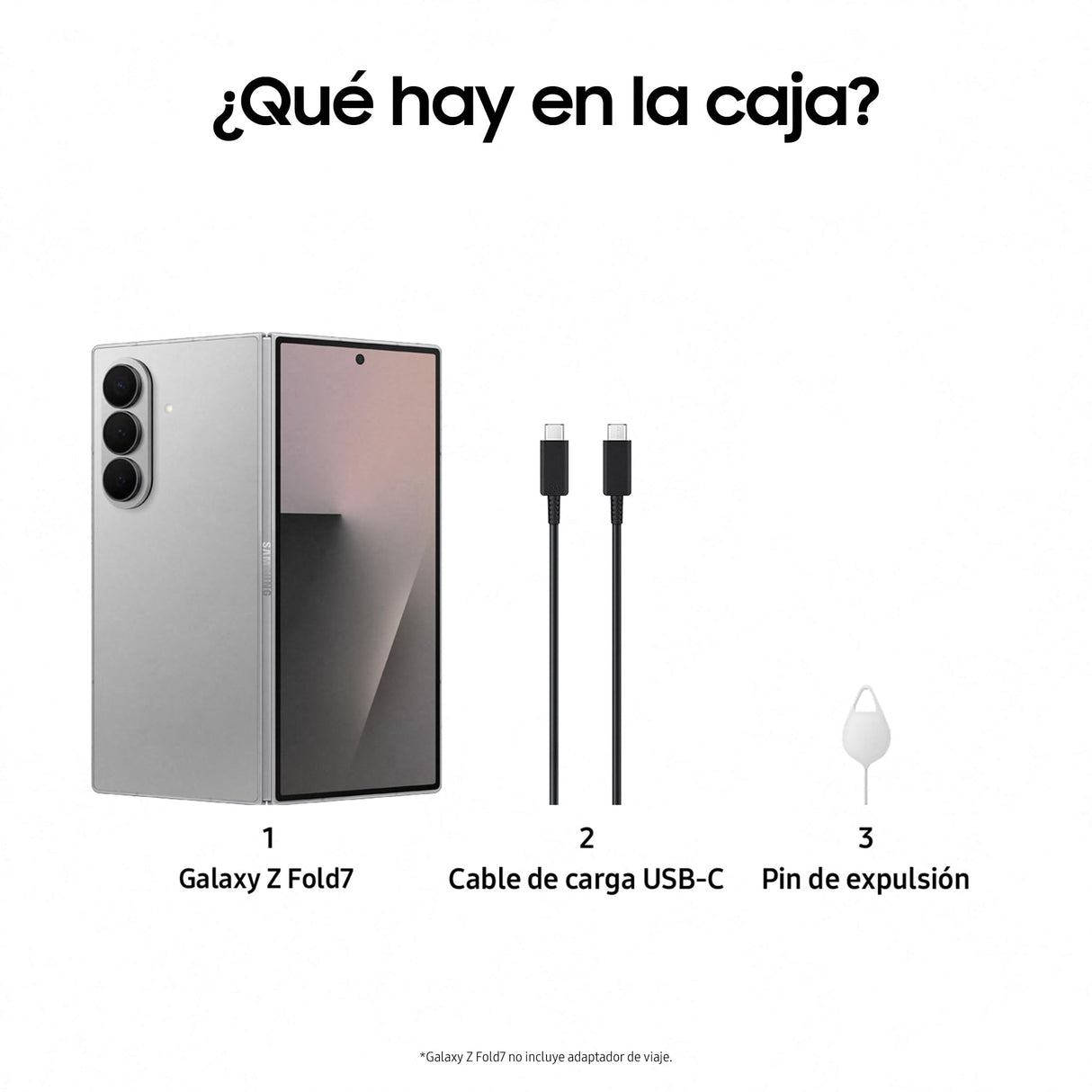 Samsung Galaxy Z Fold7 256GB - Galaxy AI, Ligero y Plegable, Pantalla Grande, Cámara 200MP, Memoria 12GB, Gris Plata, Garantía del Fabricante 3 Años + 1 año Extra (Versión Española)