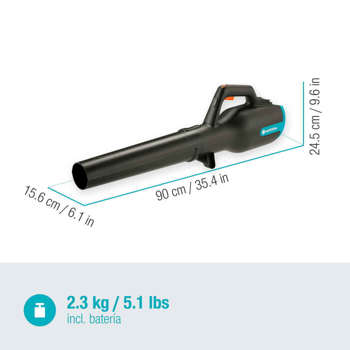 Gardena Set Ready-To-Use de PowerJet 18V P4A: potente soplador inalámbrico para una limpieza rápida y eficaz en casa y en el jardín, velocidad de soplado de 100 km/h (14890-20)