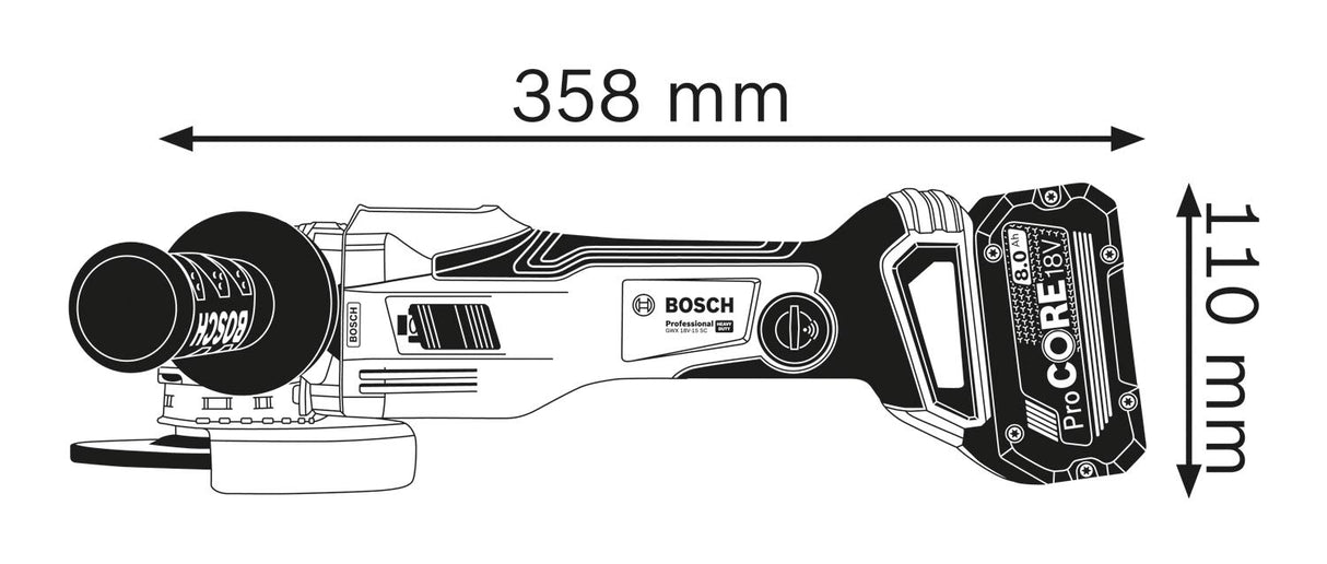 Bosch Professional BITURBO GWX 18V-15 SC - Amoladora angular a batería (18V, disco Ø 125 mm, X-LOCK, velocidad variable, Connectivity, sin batería, en L-BOXX)