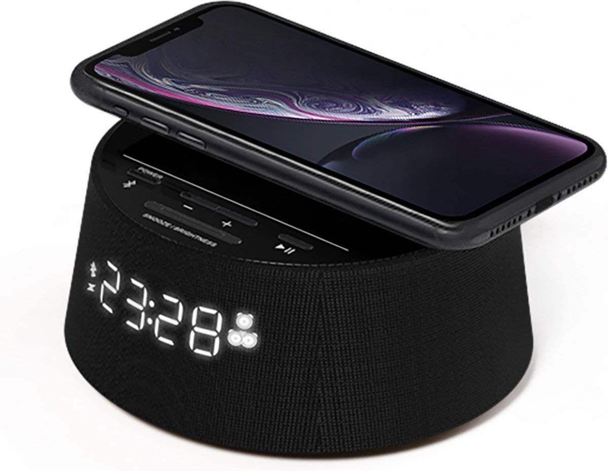 Philips Reloj Despertador Digital PR702/12 con Cargador inalámbrico (Cargador inalámbrico, Temporizador de Reposo, Alarma) Negro