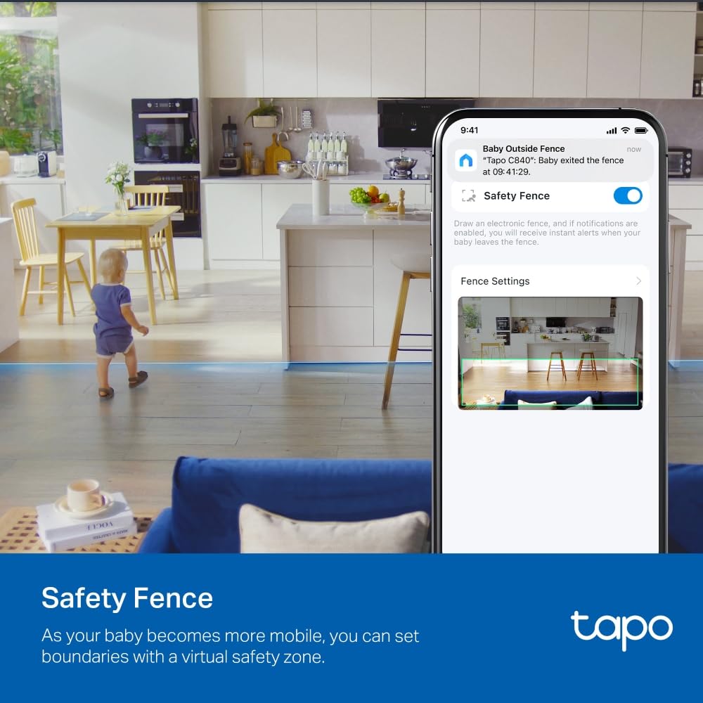 Tapo C840 - Cámara Inteligente de Lentes Dobles – Monitor para Bebé 2 K 4 MP + 1080p, Pan/Tilt, Visión Nocturna Invisible, Detección AI, Audio Bidireccional