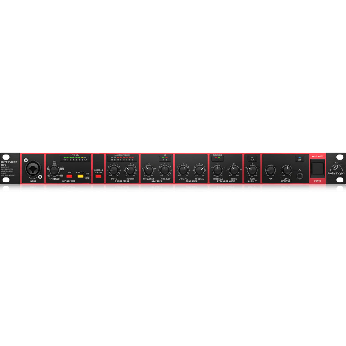 Preamplificador de micrófono Behringer UV1 Audiophile, procesador de voz e interfaz de audio USB de 192 kHz