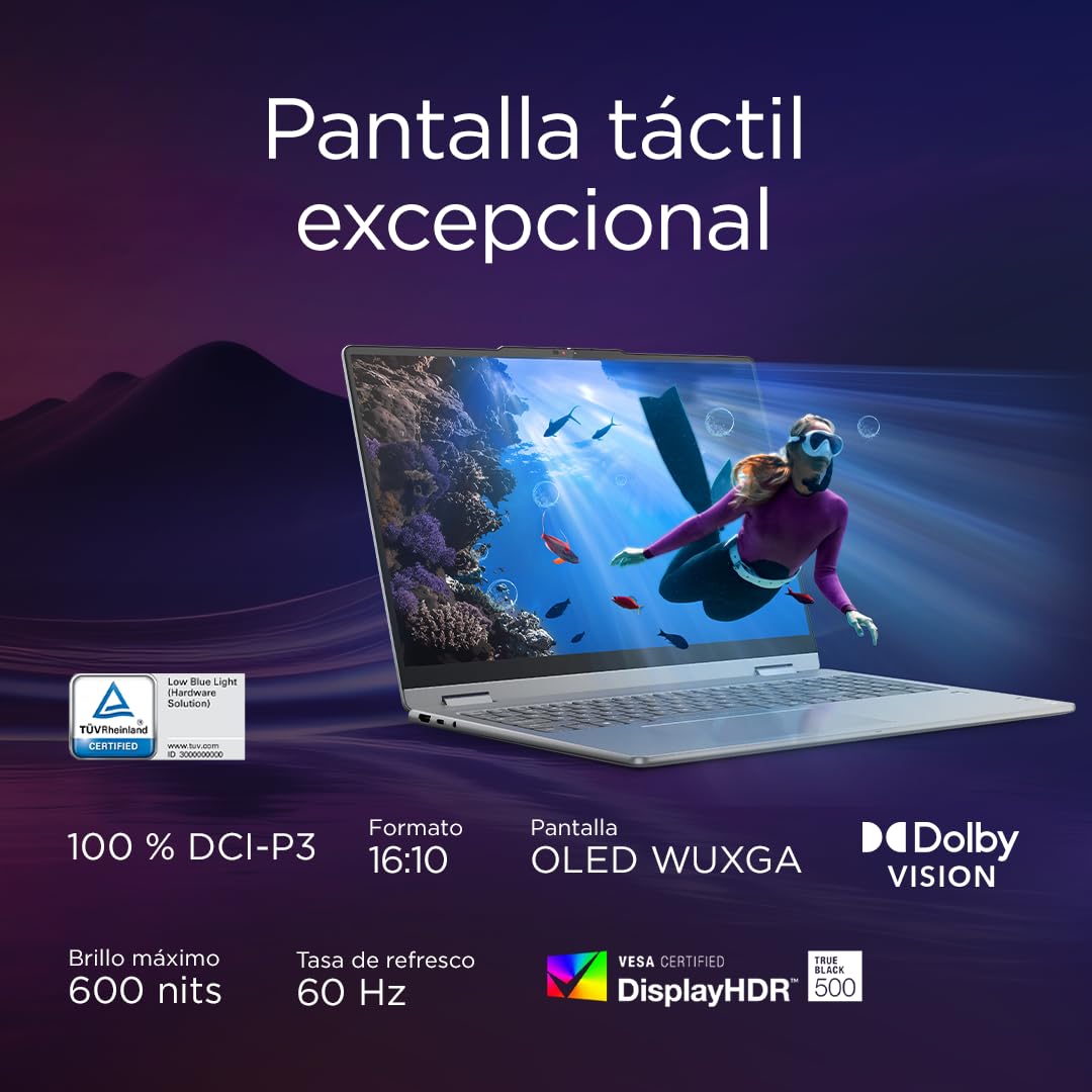 Lenovo Yoga 7 2-in-1 Gen 10 – Ordenador Portátil IA Convertible Táctil 14" OLED (Intel Core Ultra 5 226V, 16 GB RAM, 1 TB SSD, Wi-Fi 7, Win 11 Home, Copilot+ PC) Teclado QWERTY Español - Seashell