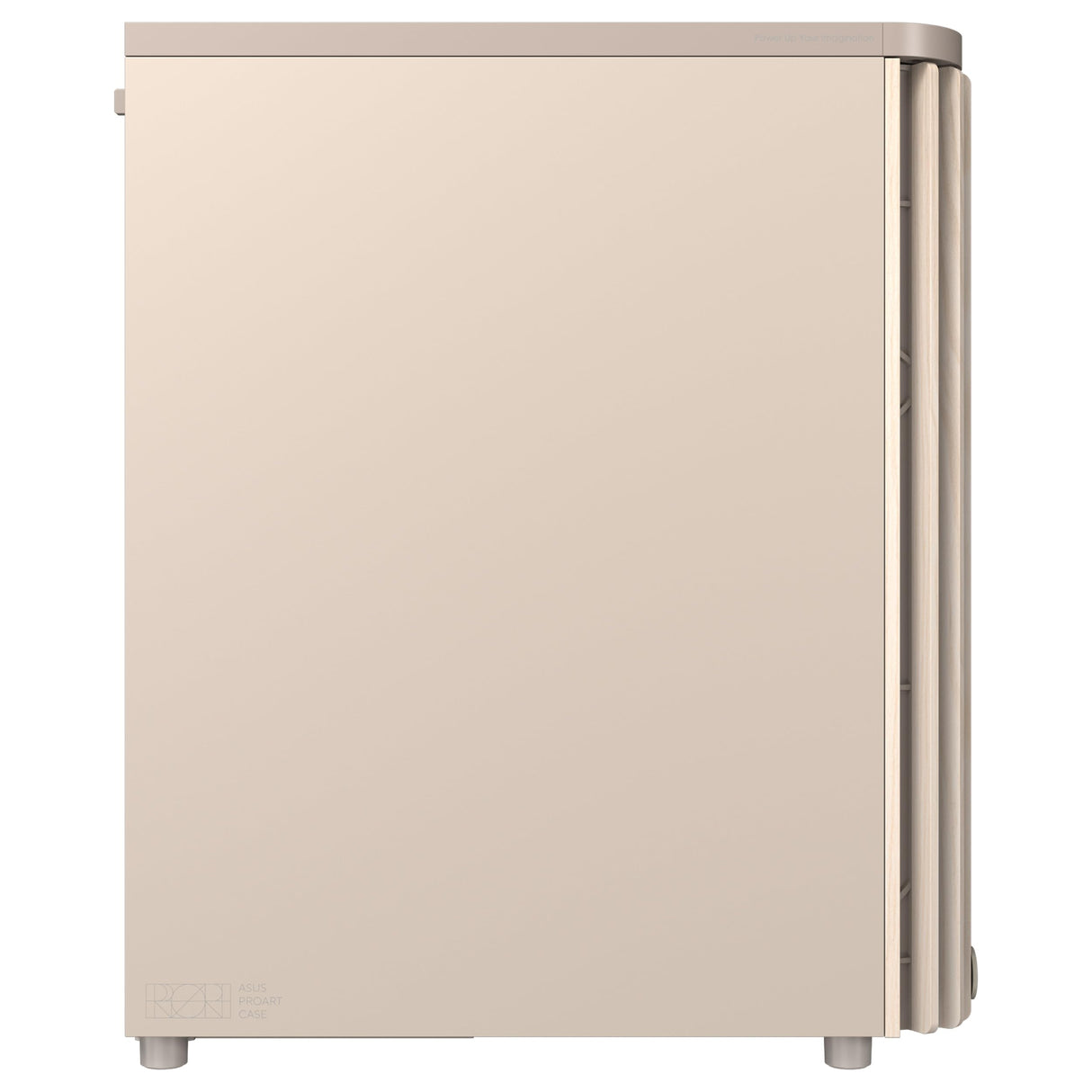 ASUS ProArt PA401 Wood Edition - Chasis ATX con Panel de Metal, Compatible con GPU de 314mm, Compatible con radiadores de 240 mm, Dos Ventiladores de 160mm, Soporte de PSU extraíble - Beige