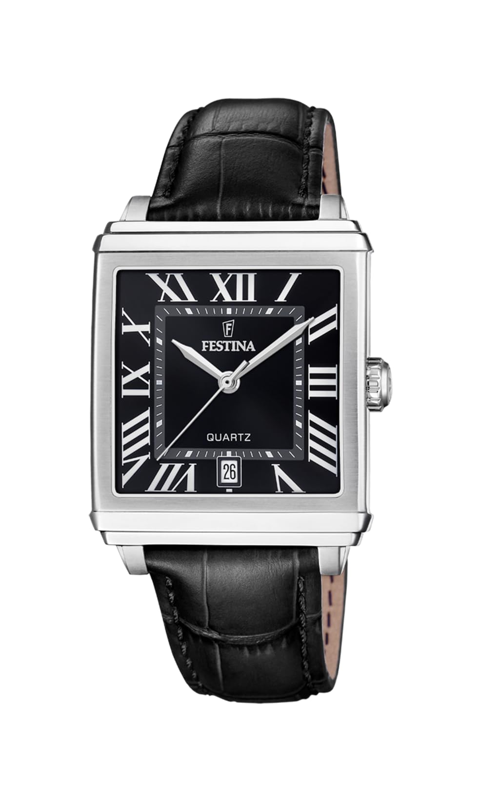 Festina Reloj Hombre F20681/3 On The Square Caja de Acero Inoxidable 316l Plateado Correa de Cuero Negro