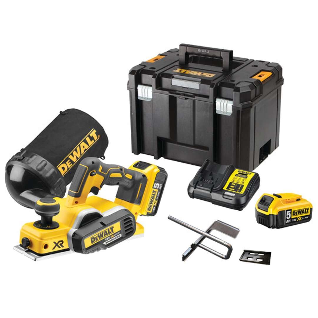 DeWalt DCP580P2-QW Cepillo sin escobillas XR 18V con 2 baterías Li-Ion 5, Negro y amarillo