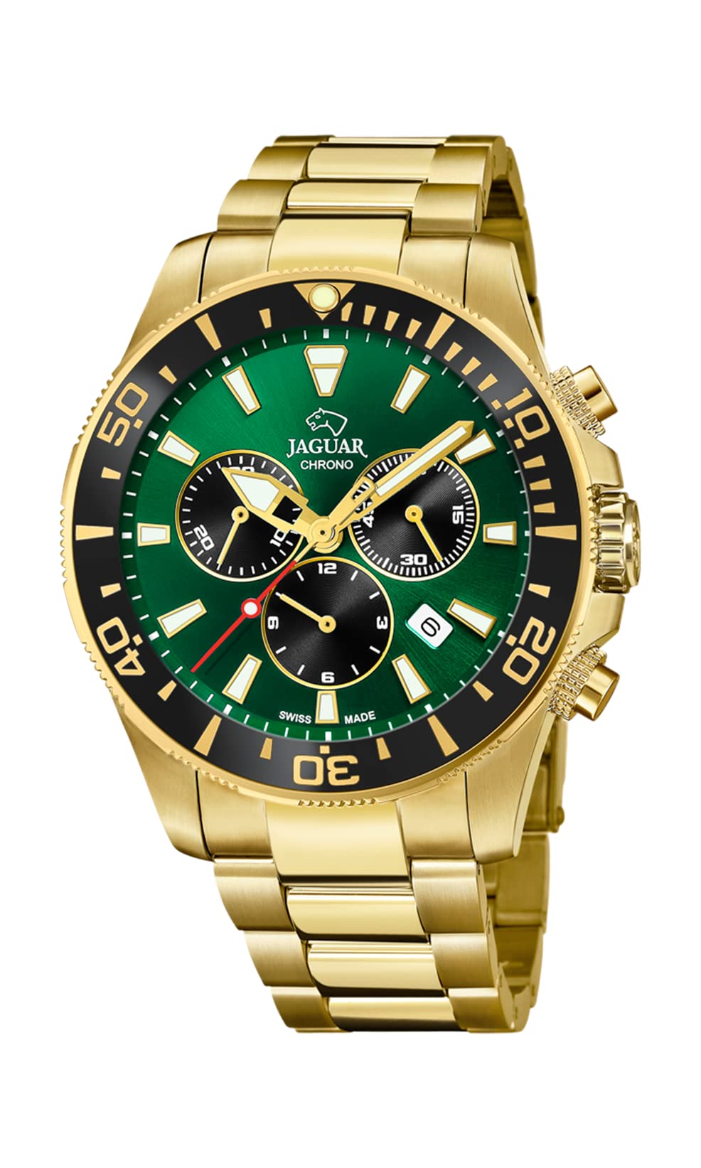 JAGUAR Reloj Modelo J864/1 de la colección Executive, Caja de 43,5 mm Verde con Correa de Acero Chapado para Caballero
