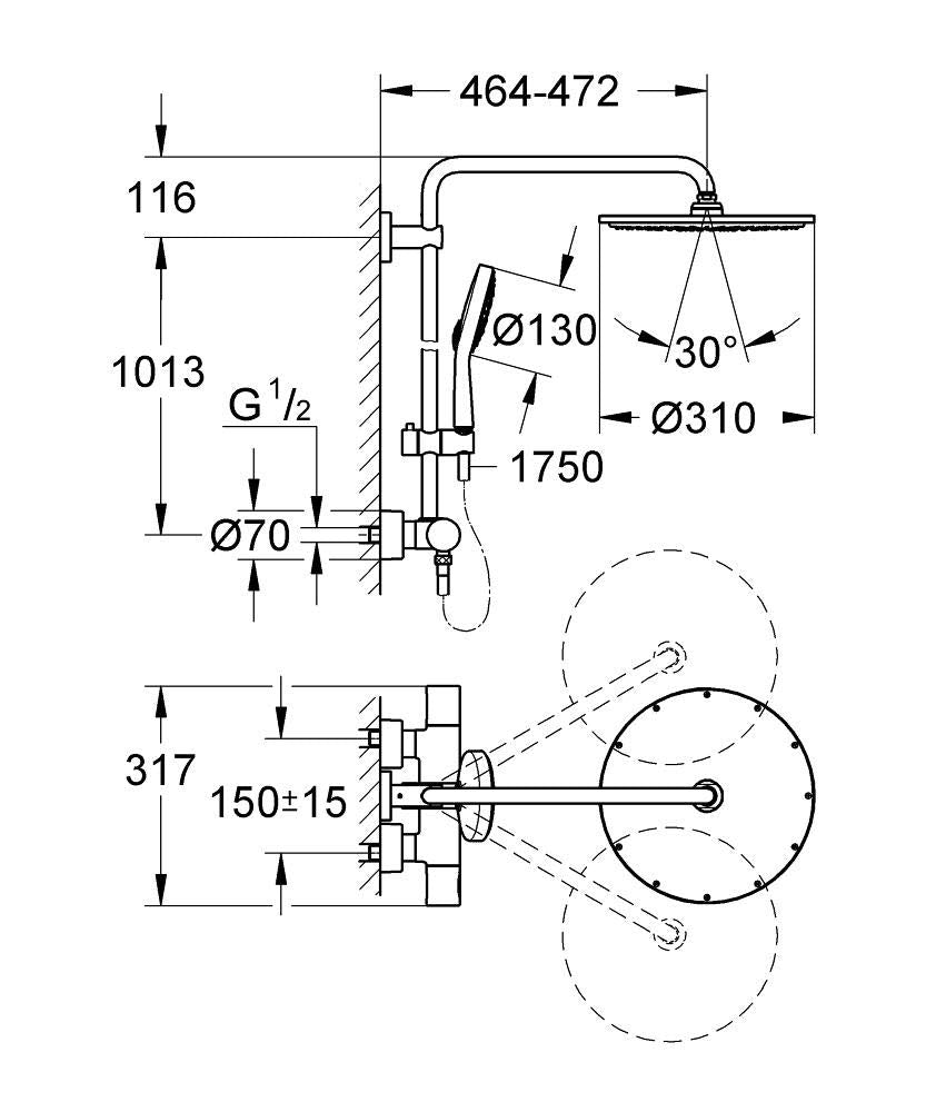 Grohe Rainshower System - Sistema de ducha con ducha Sena 310 mm Ref. 27966000