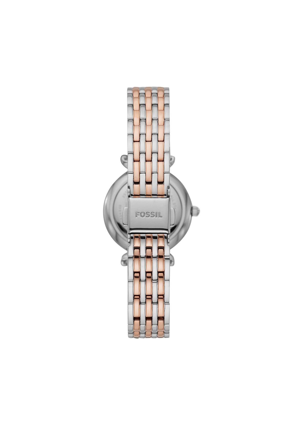 Fossil Carlie Reloj para mujer, movimiento de cuarzo con correa de acero o piel, Tono plateado y tono oro rosa, 28MM