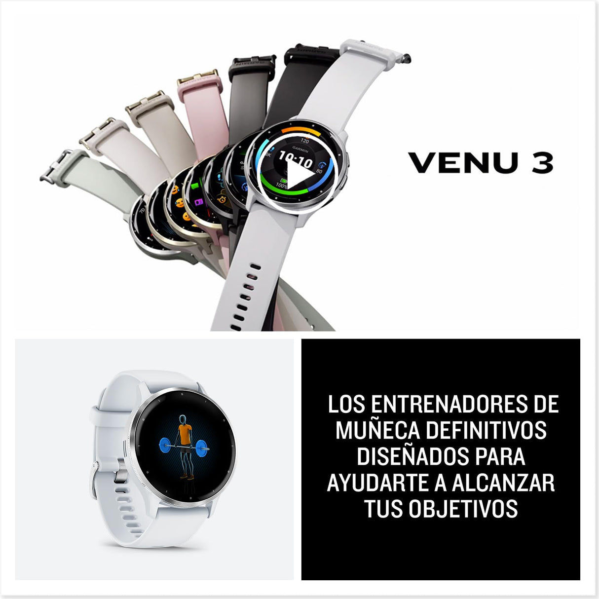 Garmin Venu 3S, Smartwatch Premium con GPS, AMOLED, Funciones avanzadas de Salud y Forma física, más de 30 Aplicaciones Deportivas, 10 días de autonomía, Gris