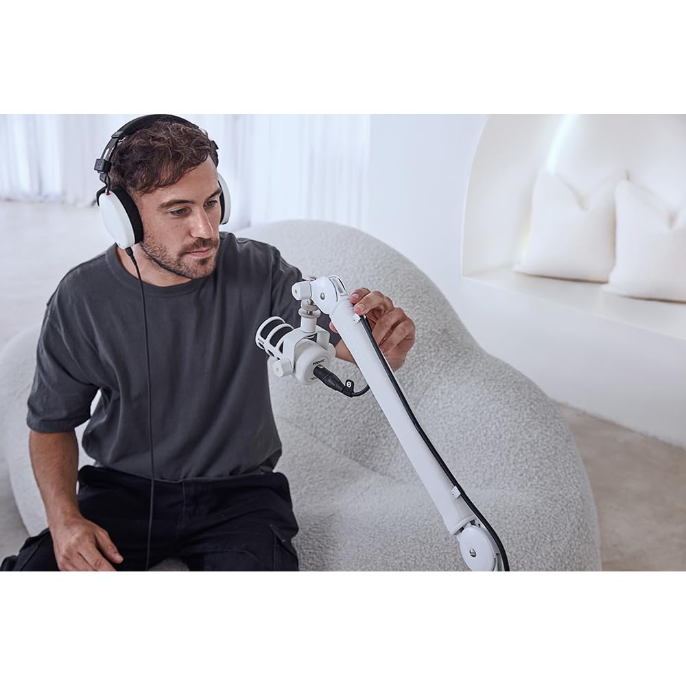 Brazo de estudio profesional RØDE PSA1+ con amortiguación de resorte y gestión de cables (Blanco)