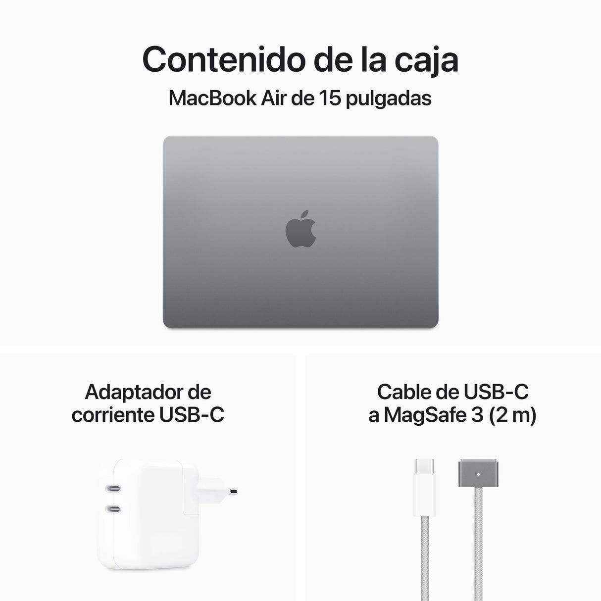 Apple 2024 MacBook Air de 15 Pulgadas con Chip M3: Pantalla Liquid Retina, CPU 8 núcleos, GPU 10 núcleos, 16 GB de Memoria unificada, SSD de 256 GB, Touch ID, Gris Espacial