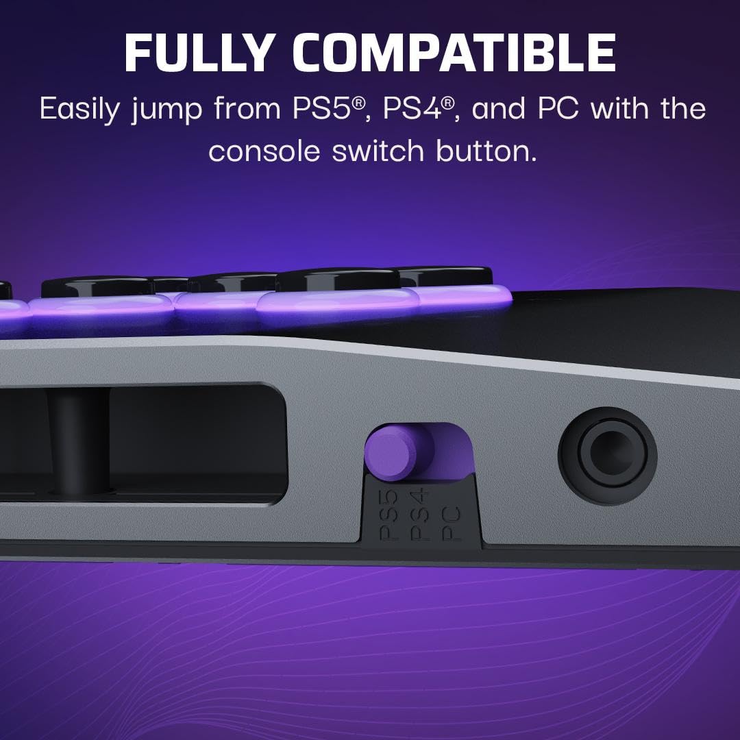 Turtle Beach Victrix Pro KO Leverless All Button Fight Stick for PlayStation 5, Officially Licensed PS5|PS4, Windows 10/11 PC, Customizable eSports Tournament Ready Controller, Gray