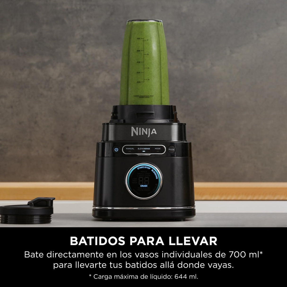 Ninja Detect Power Pro Batidora y Procesador de alimentos 3 en 1 (1200W), vaso de 680 ml y cuchilla para masa, ideal para mezclar, picar y batir, negro, TB401EU