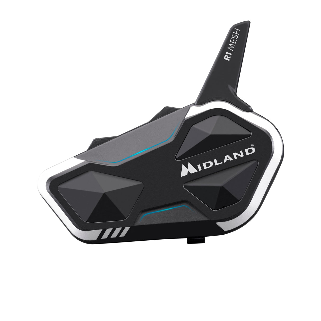 Midland - R1 Mesh Intercomunicador Casco Moto, Auriculares Moto Inalámbricos Bluetooth + Mesh Waterproof IPX6, Alcance 500m, 23H, Audio RCF, Stereo Background Compatible con TFT y Radio FM, 6 Personas