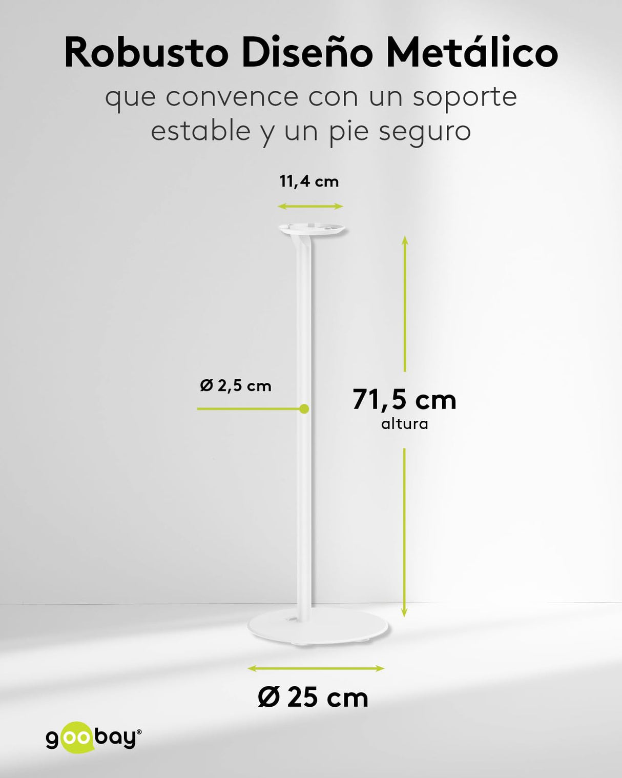 goobay Soporte para Altavoces Sonos Era 100, Capacidad de Carga de 3 K, gestión de Cables, 71,5 cm de Altura, Blanco, 71983