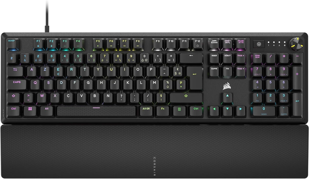 Corsair K70 Core RGB Teclado mecánico de Juego con reposamuñecas - Teclas lineales prelubricadas MLX Red - Amortiguación del Sonido - Compatible con iCUE - AZERTY FR Layout - Negro