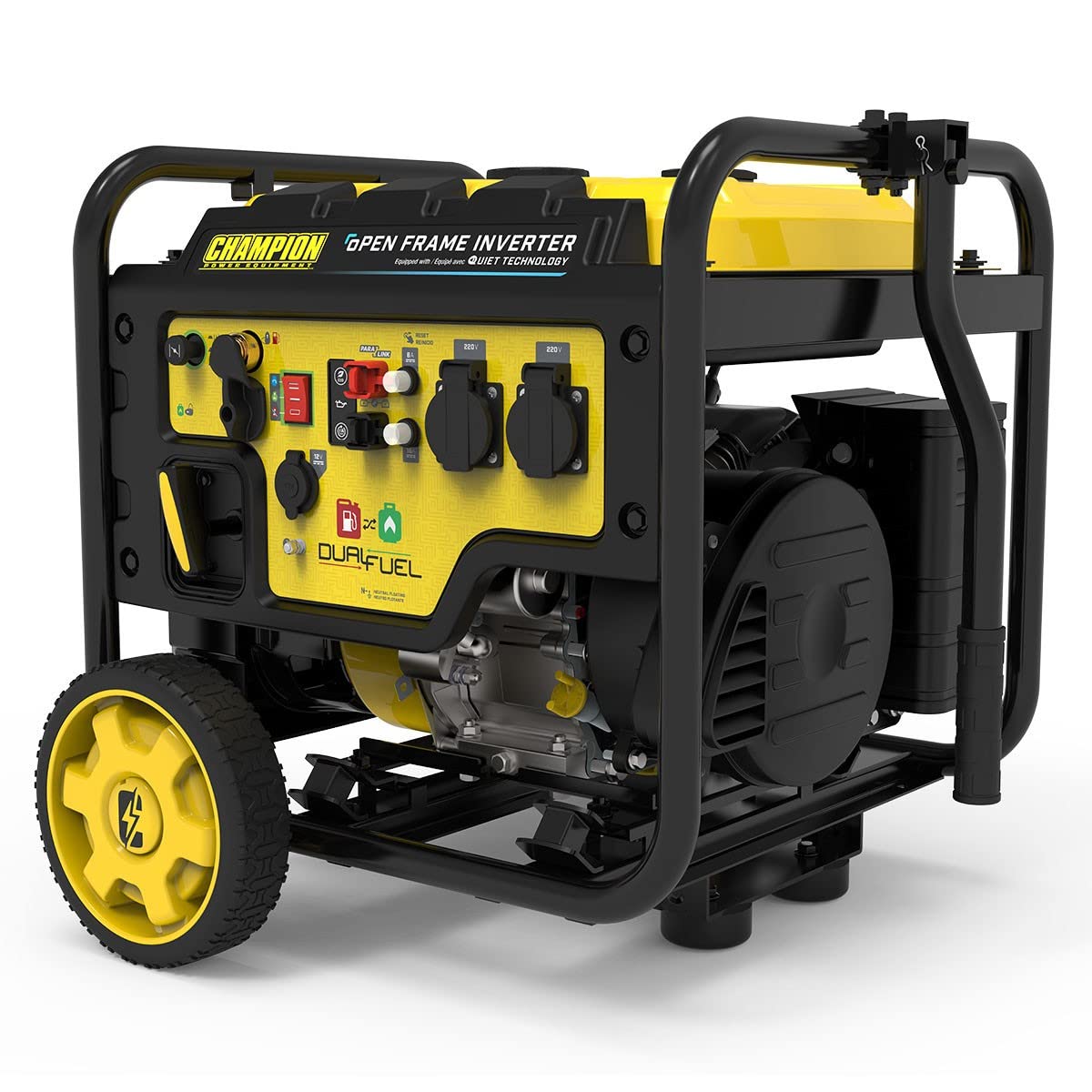 Champion Power Equipment Generador Duel Fuel Gasolina + Gas (Potencia nominal 3500 W, Generador con Arranque Eléctrico, Panel de Control Quick Touch, Modo Eco) CPG4000DHY-DF-EU