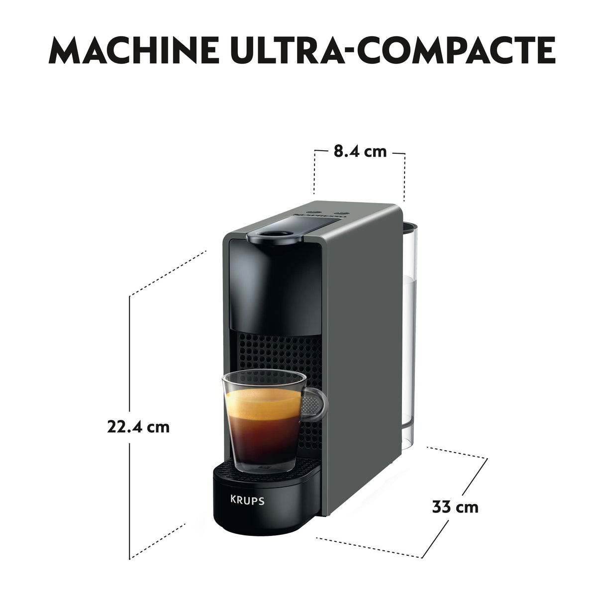 Krups Nespresso Essenza Mini Intensa Cafetera de Cápsulas de Café Barista, 2 Tamaños de Taza, Espresso, Lungo, Diseño Ultra Compacto, Automático YY2911FD, 0.6 litros