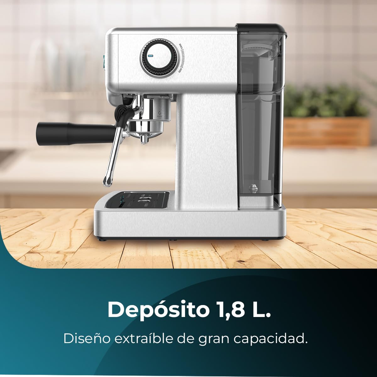 Cecotec Cafetera Express Barista Power Espresso 20 Barista Mini. 1465 W, 20 Bares, Manometro y ThermoblocK, Vaporizador Orientable y Brazo con Doble Salida, 1,8 L de Capacidad