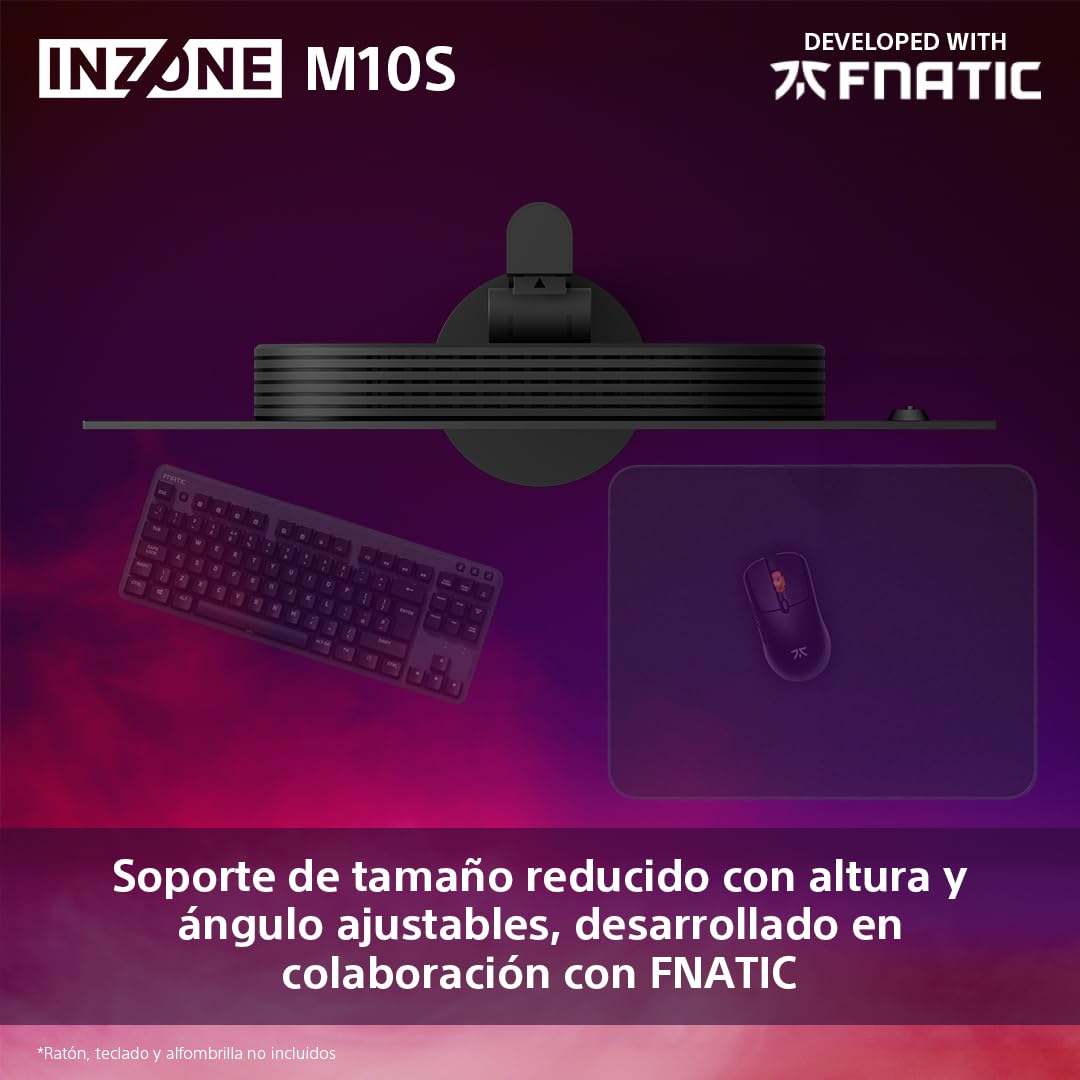 Sony INZONE M10S Monitor Gaming 27": 1440p, 480Hz, 0,03ms GTG, DCI-P3 98,5%, G-Sync, Adaptive Sync, VRR, Modelo desarrollado con Fnatic, 1.300 nits, DisplayPort 2.1-2 x HDMI 2.1 PC y PS5