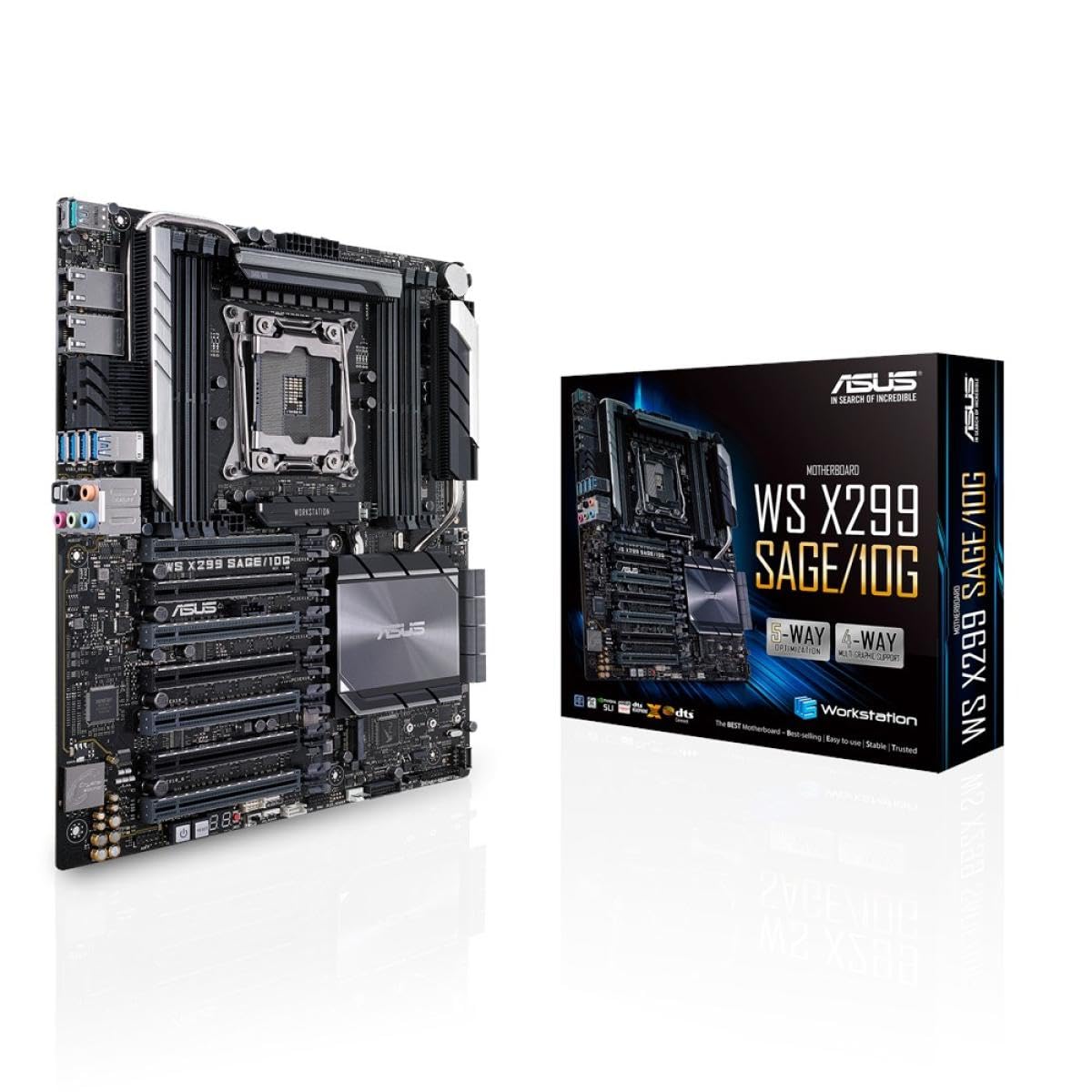ASUS WS X299 SAGE/10G Placa Base para - Servidor (Intel, LGA 2066 (Socket R4), 14 NM, DDR4-SDRAM, 2133,2400,2666 MHz, 512 GB)