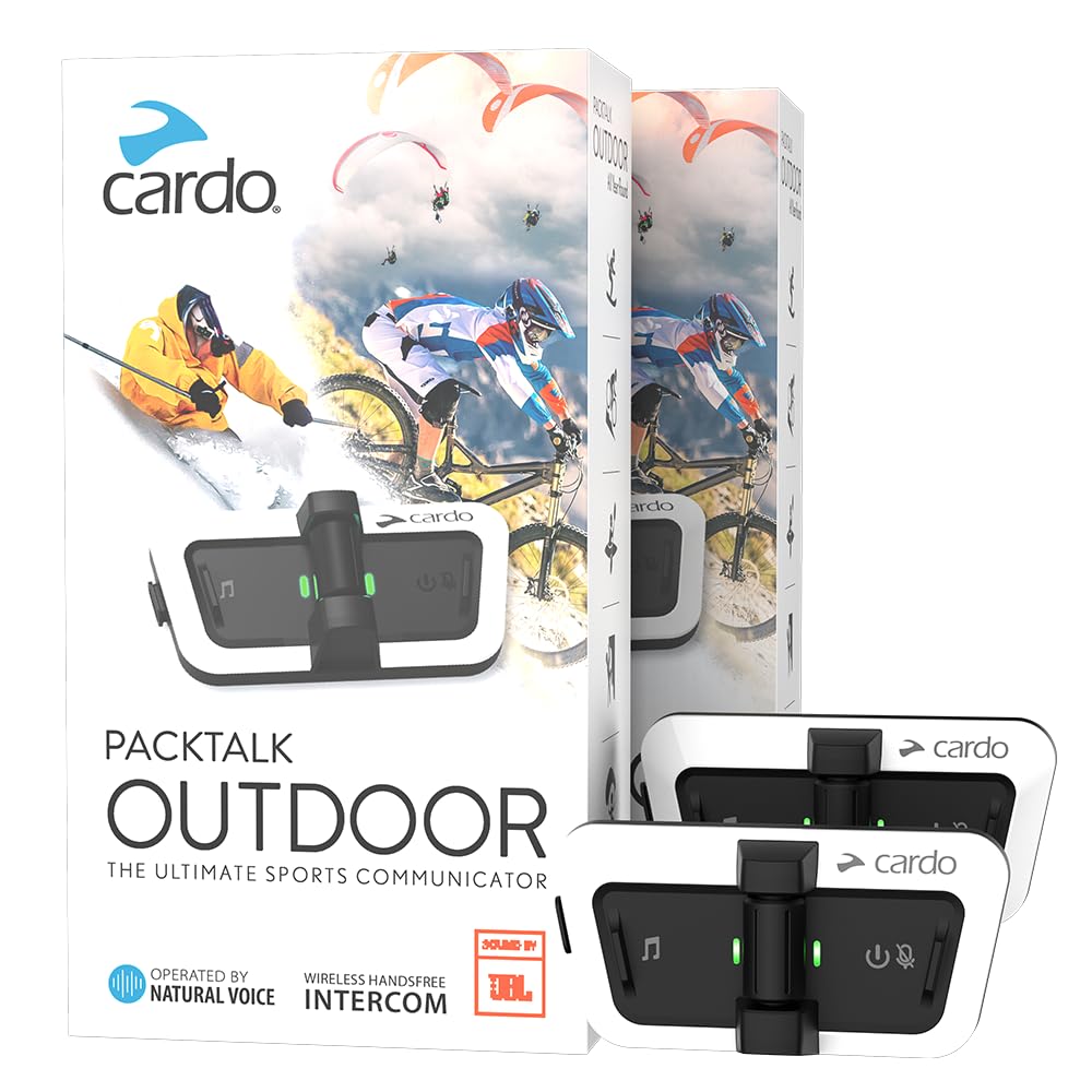 Cardo Sistema de comunicación para Casco PACKTALK Outdoor, Ideal para esquí, Snowboard y Ciclismo (Blanco, Doble)
