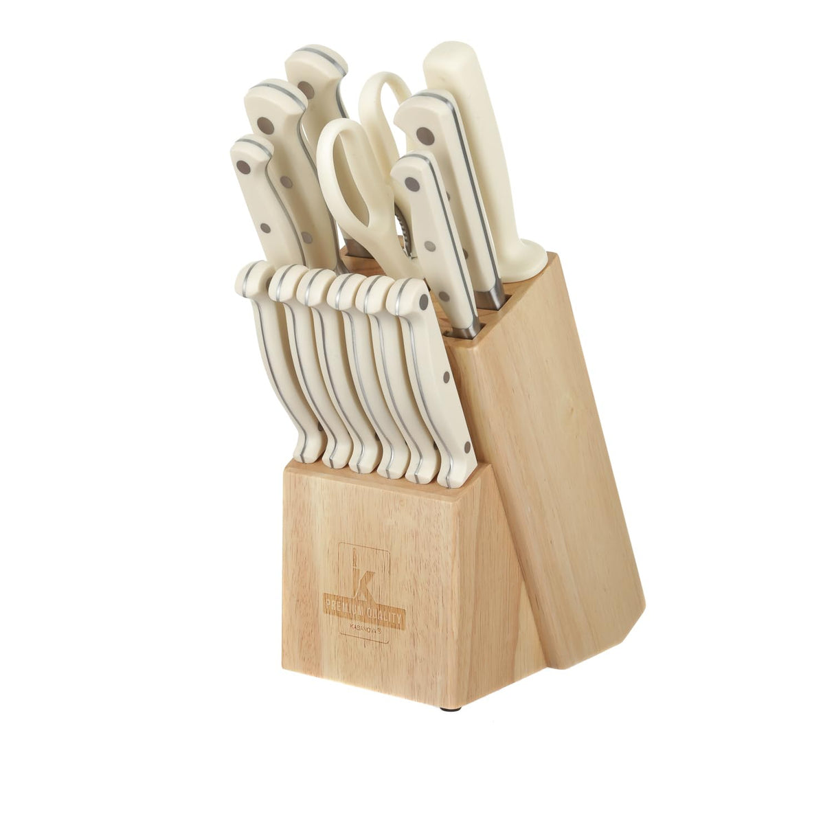 KASANOVA - Bloque de madera con 11 cuchillos, tijeras y afilador, bloque porta cuchillos de cocina, set completo para cocina