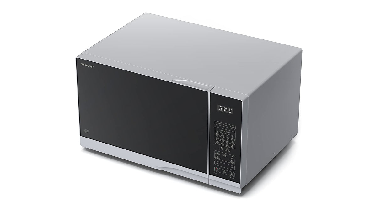 SHARP YC-PC322AE-S Microondas con grill y aire caliente (1000 W, 32 L, 10 niveles de potencia, función eco, función descongelador), color plateado y negro