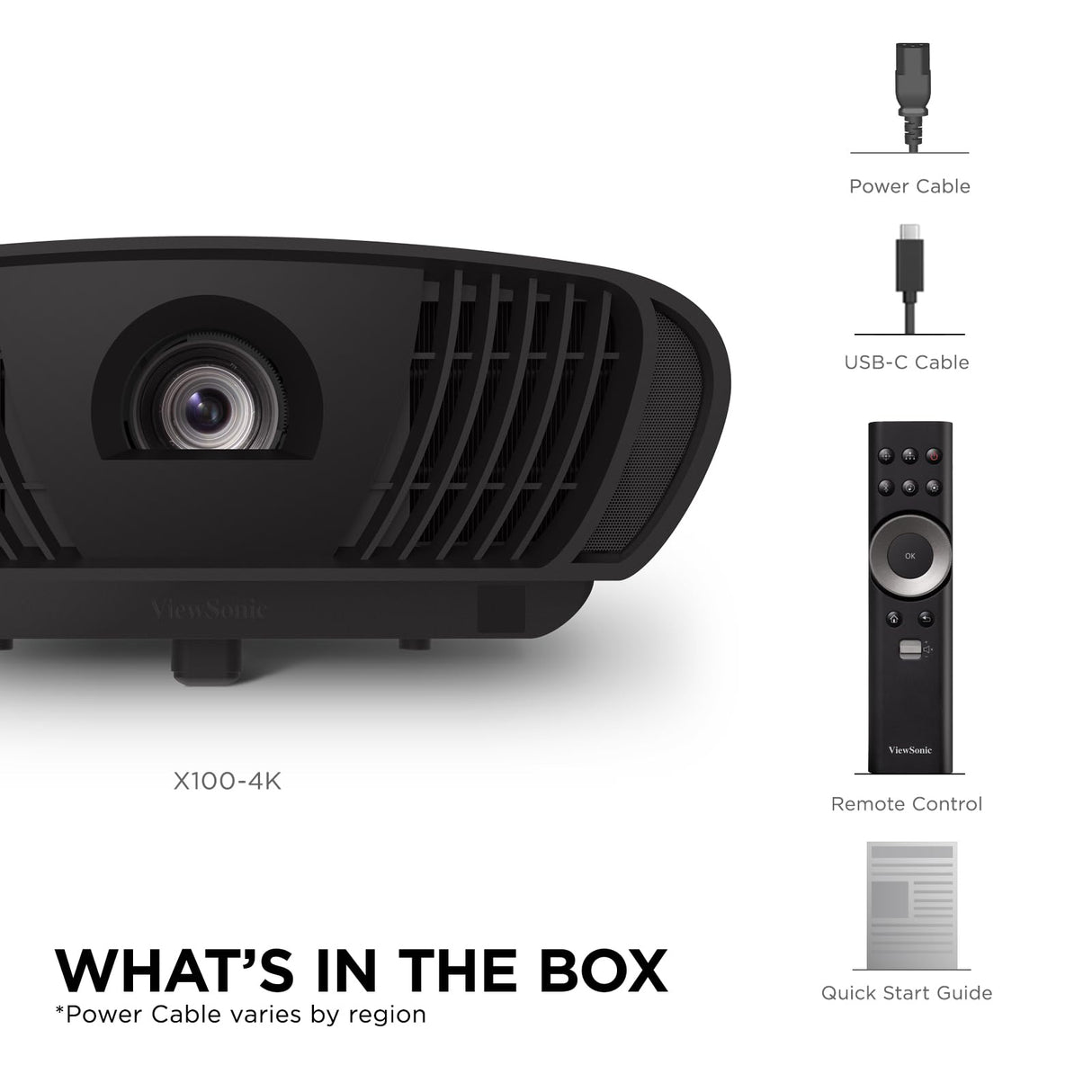 ViewSonic X100-4K UHD Proyector LED para Cine en Casa (4K, 2900 lúmenes, Rec.709, HDR, 4X HDMI, USB, WLAN, Altavoces de 20 vatios x 2, Zoom óptico 1,2X, Desplazamiento de Lente) - Negro