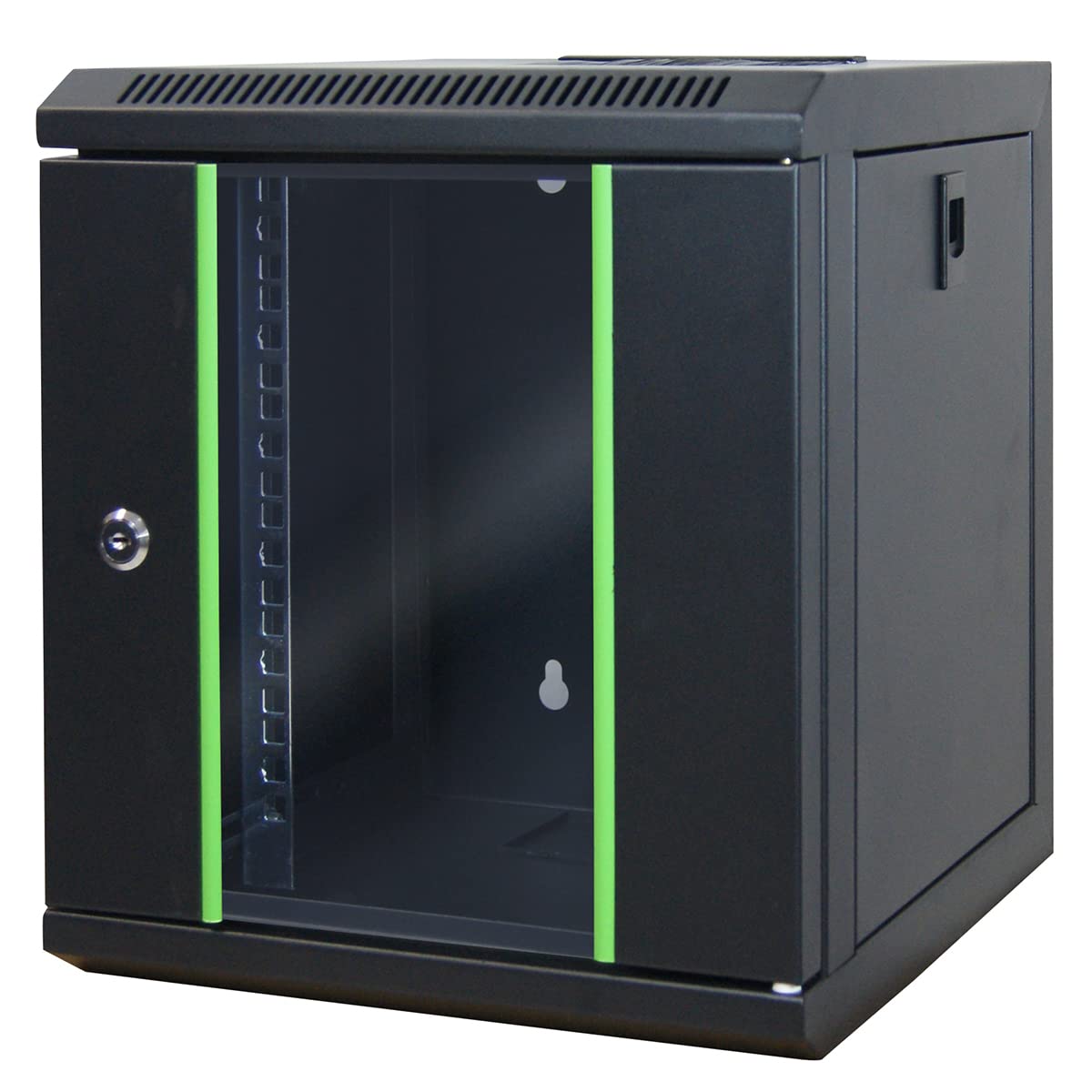 WAYTEX 37483 - Caja de Red (10 Pulgadas, 6U, Montaje en Pared, bahía de elaboración, 310 x 300 x 350 mm, con Puerta de Cristal con Cerradura, Color Negro