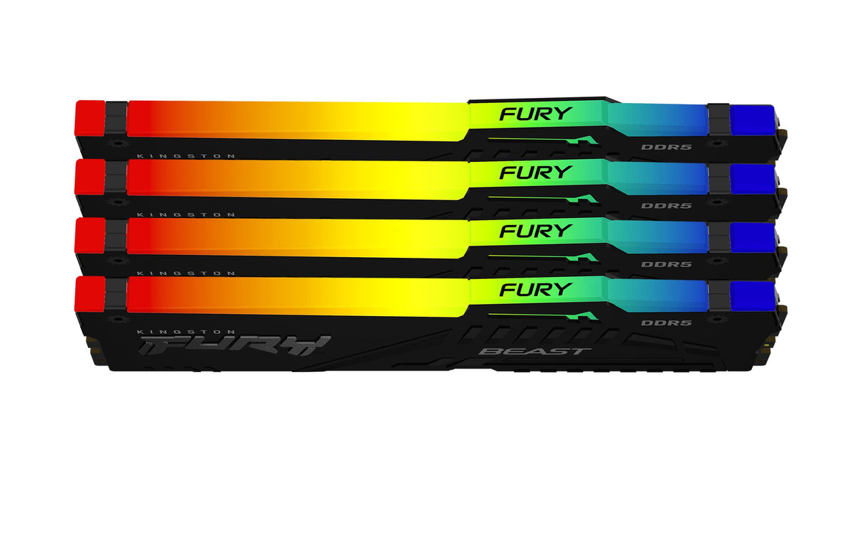 Kingston FURY Beast Negro RGB XMP 128GB 5200MT/s DDR5 CL40 DIMM Memoria gamer para Ordenadores de sobremesa Kit de 4 - KF552C40BBAK4-128