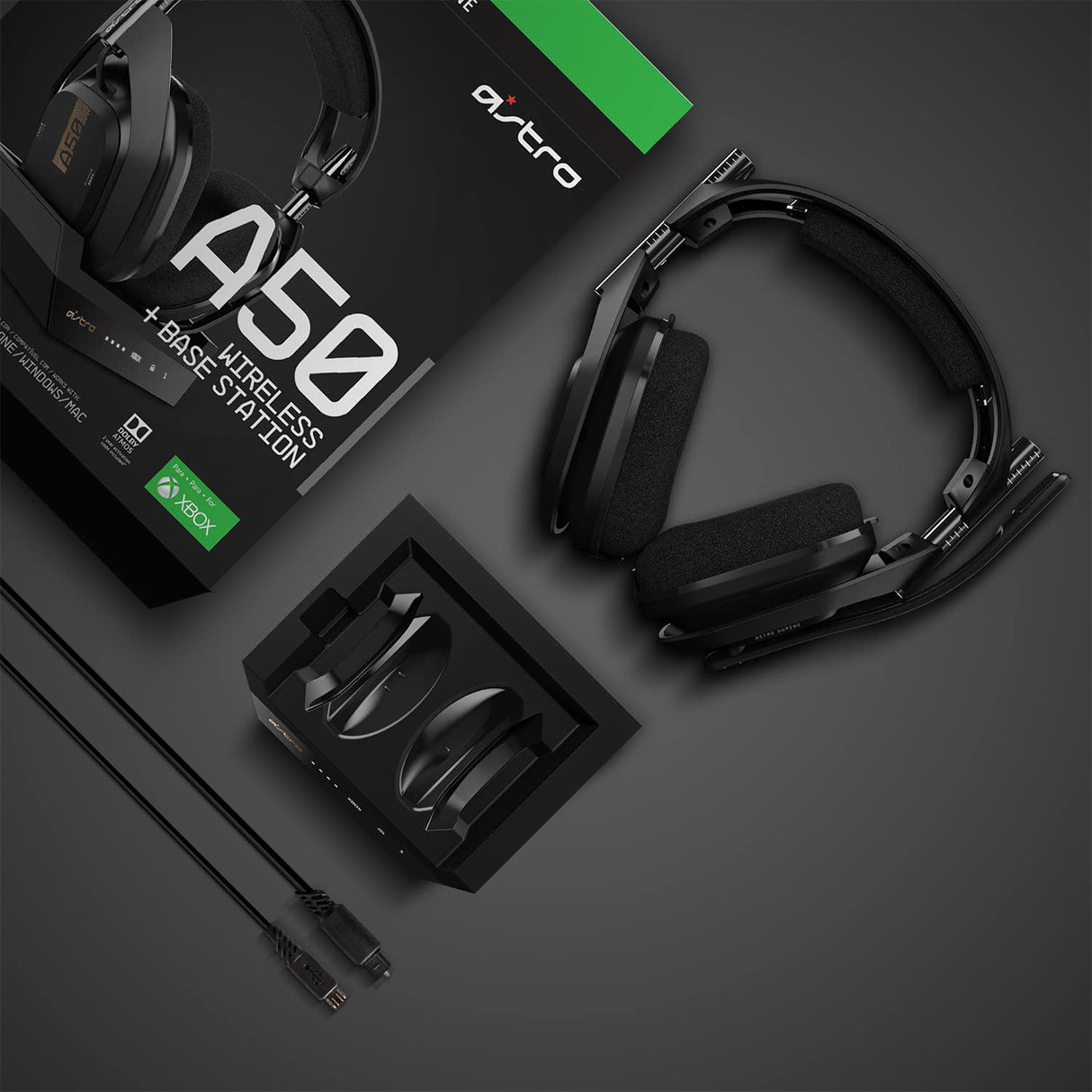 ASTRO Gaming A50 Auriculares inalámbricos para gaming y estación-base de carga, 4a gen, control de balance de juego, voz, 2.4 GHz, 15m alcance, Xbox Series X y S, Xbox One, PC - Negro/Oro