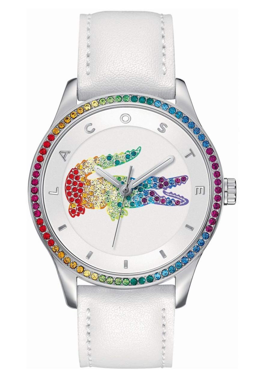 Lacoste Reloj Analógico de Cuarzo para Mujer Colección Victoria con Correa de Cuero Blanca - 2000822