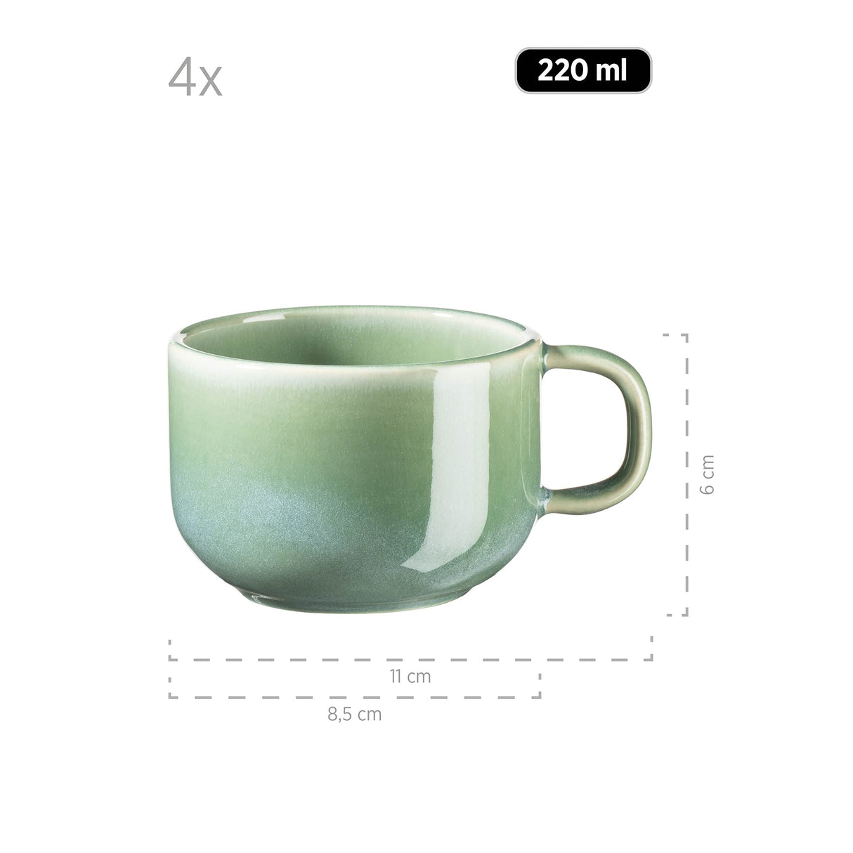 MÄSER Serie Elina Uno - Juego de vajilla de café con efecto irregular para 4 personas, platos llanos y platos de sopa, servicio de café de 12 piezas, gres, playa