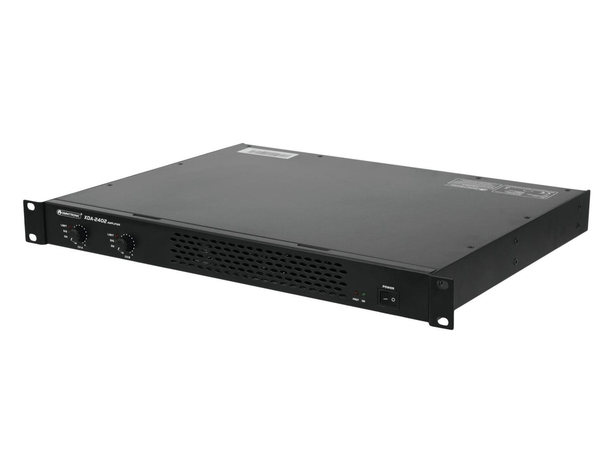 Omnitronic XDA-2402 - Amplificador PA estéreo con fuente de alimentación conmutada, 2 x 1200 W/4 ohmios, 2 x 880 W/8 ohmios, peso ligero y altura gracias a la fuente de alimentación conmutada