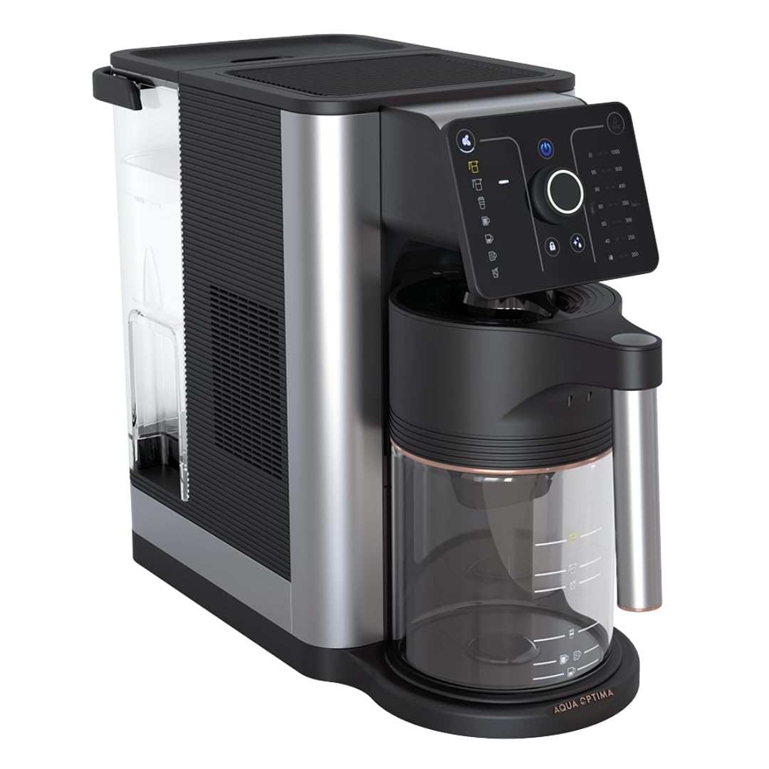 Aqua Optima Máquina de café por goteo Aurora con agua filtrada y dispensador instantáneo. Incluye filtro Evolve+ de 30 días. Ahorro de energía, ajuste de temperatura y cantidad de agua. Plug & Go.