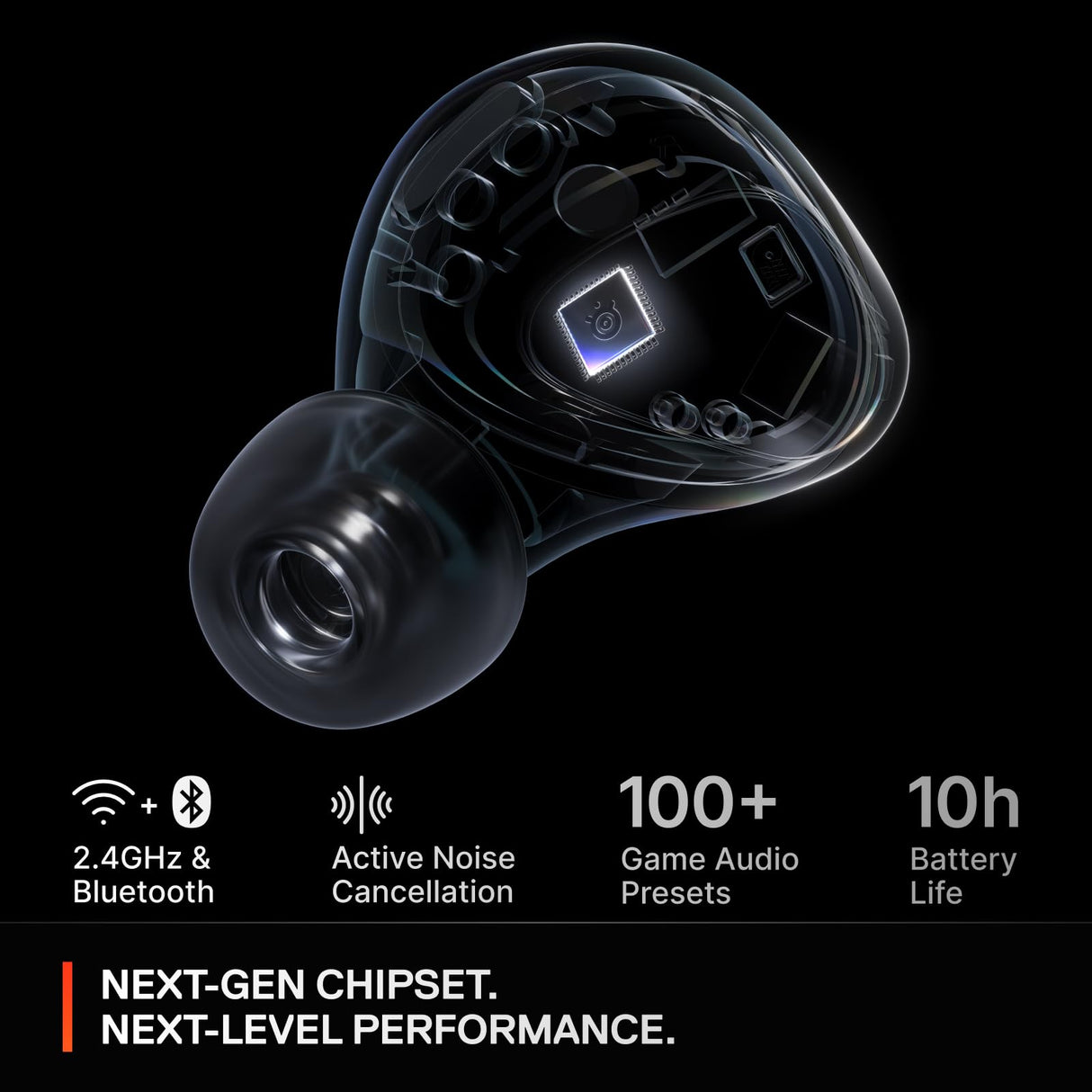 Steelseries Arctis GameBuds™ para Playstation - Auriculares inalámbricos para Juegos - 2,4 GHz + BT5.3 - Modo ANC/Transparencia - Resistencia al Agua IP55-40 Horas de autonomía -Carga inalámbrica
