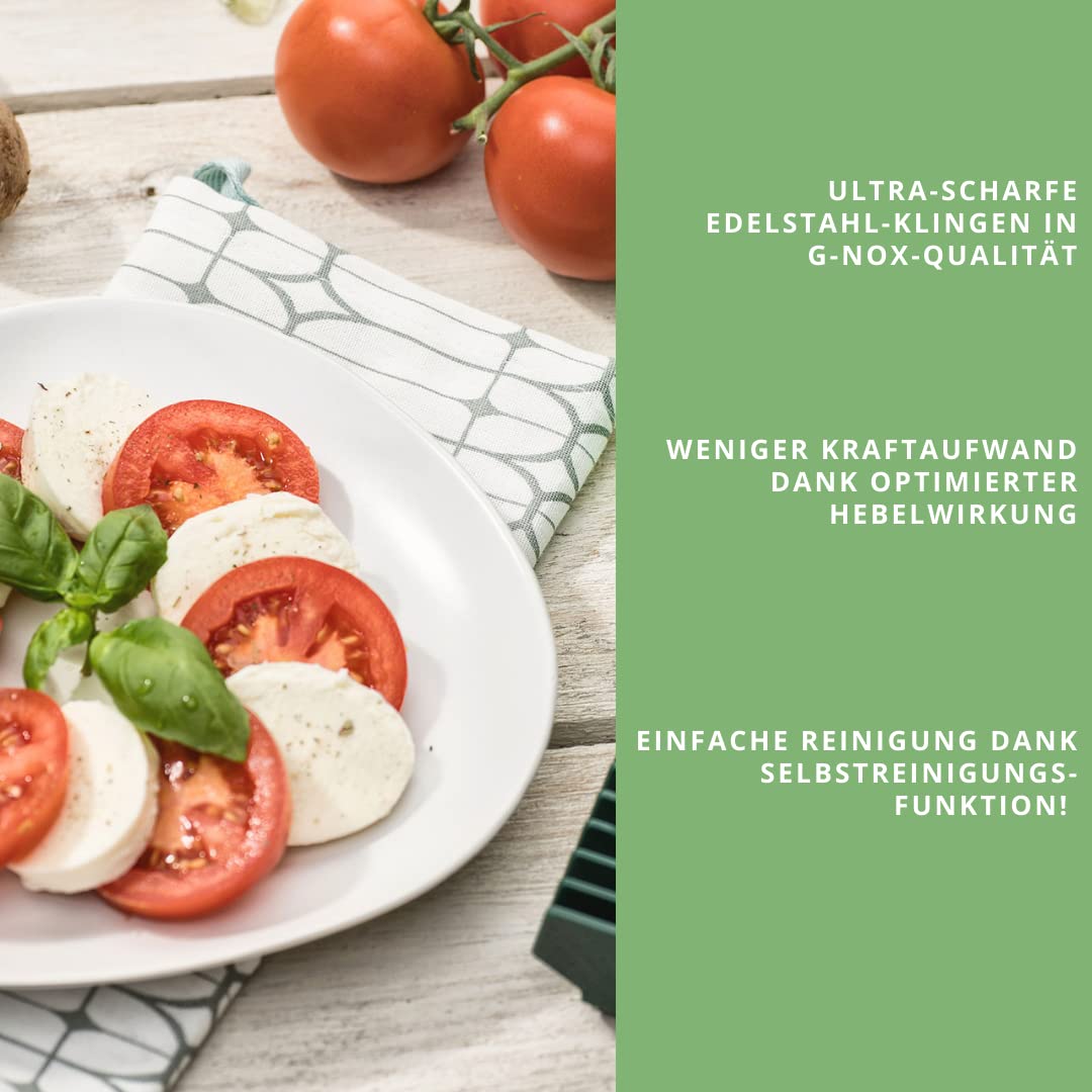 Genius Nicer Dicer Chef - Cortador de verduras (18 piezas, con cuenco de cristal y cortador de tomates y verduras de la televisión)