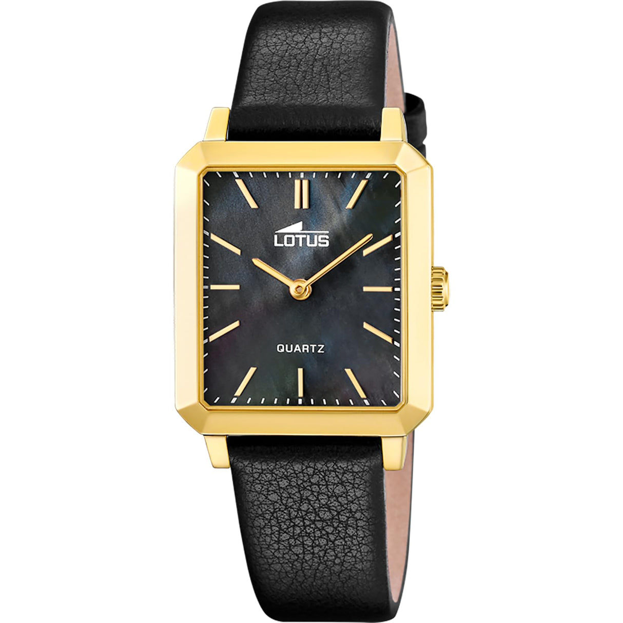 Lotus Reloj Mujer 18988/4 Square Series Caja de Acero Inoxidable 316l Dorado Correa de Piel Negro
