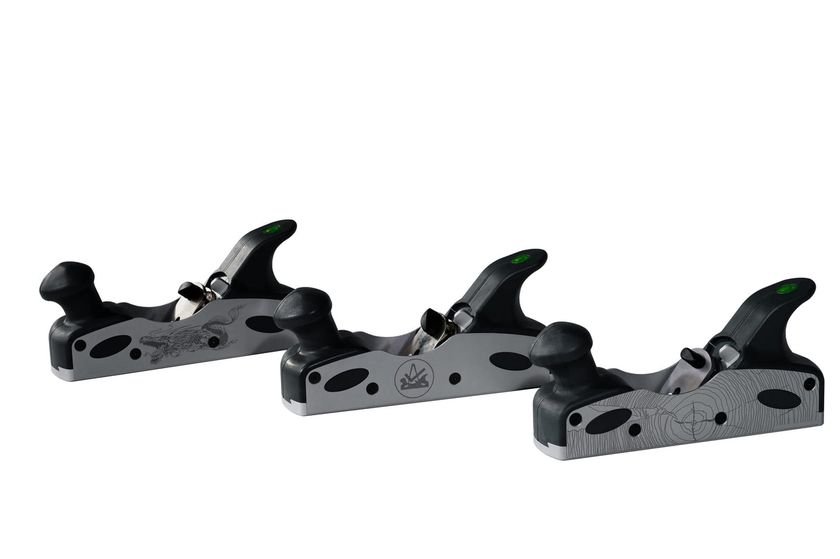 Ulmia Cepilladora de aluminio (sin grabado, de aluminio + plástico reciclable, partes laterales intercambiables, ardilla cepilladora ergonómica, cepilladora de mano, cepilladora de madera) HA48-1