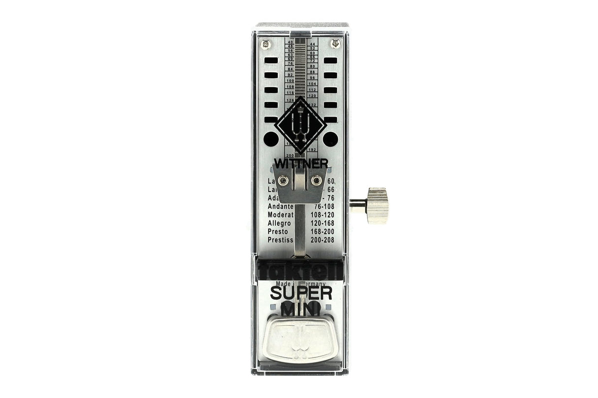 Wittner Metrónomo Taktell Super-Mini Serie 880 - Carcasa de plástico - Sin campana - Negro - Mecánico con cuerda - No se requieren baterías - Hecho en Alemania