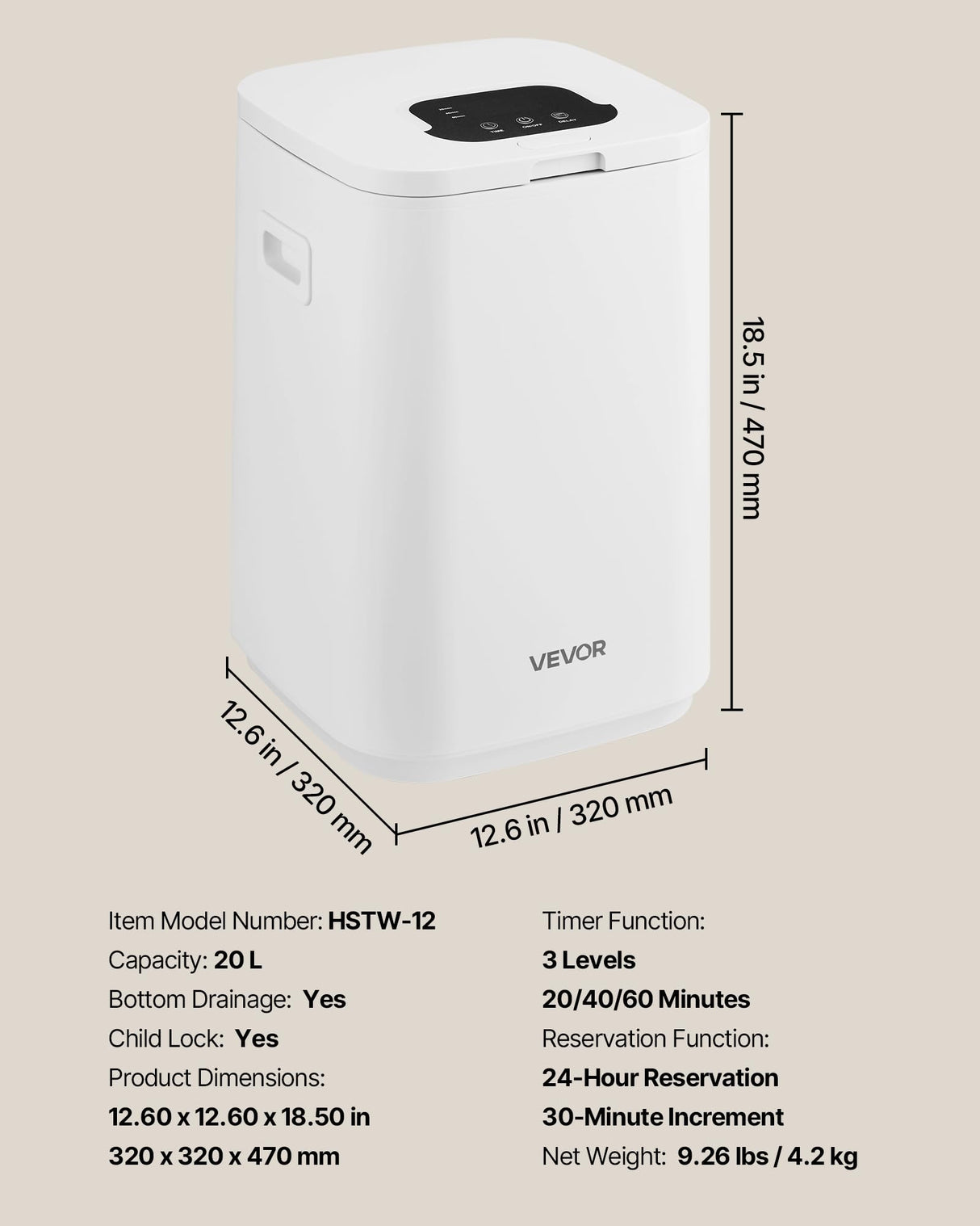 VEVOR Calentador de Toallas 20 L con Pantalla LED Calentador de Mantas Temporizador Ajuste de Temperatura Apagado Automático Cierre de Seguridad Secador de Toallas para SPA, Hogar, Baño, Blanco