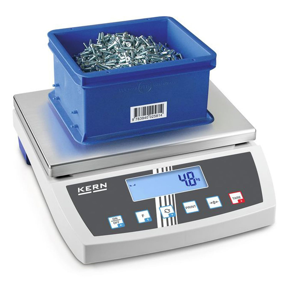 KERN IoT-Line - Báscula de mesa con gran área de pesaje y placa de pesaje robusta de acero inoxidable, alta resolución, 16 kg, legibilidad de 0,05 g, 350 mm x 390 mm x 120 mm