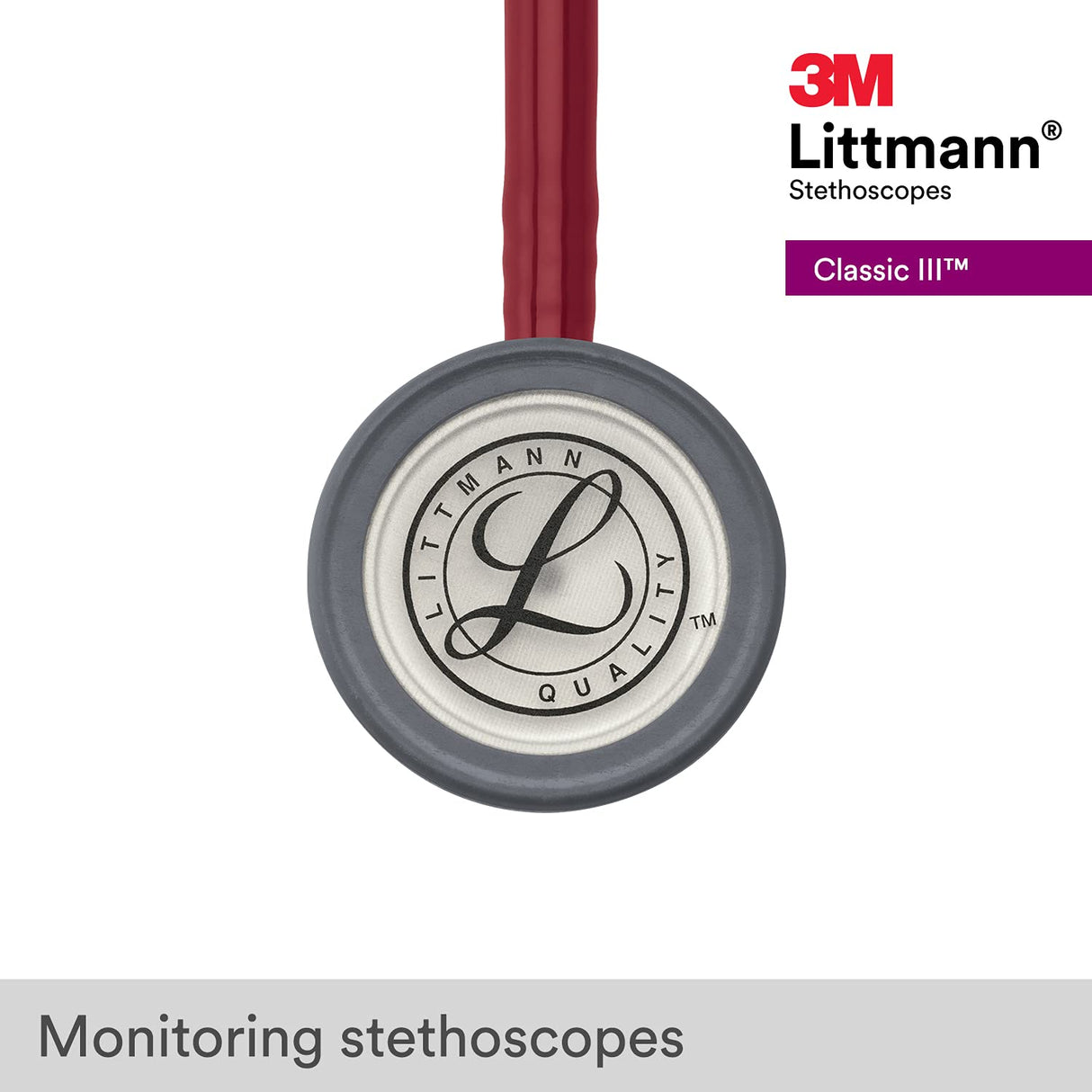 Littmann Classic III - Fonendoscopio, de acero inoxidable, 69 cm, color granate