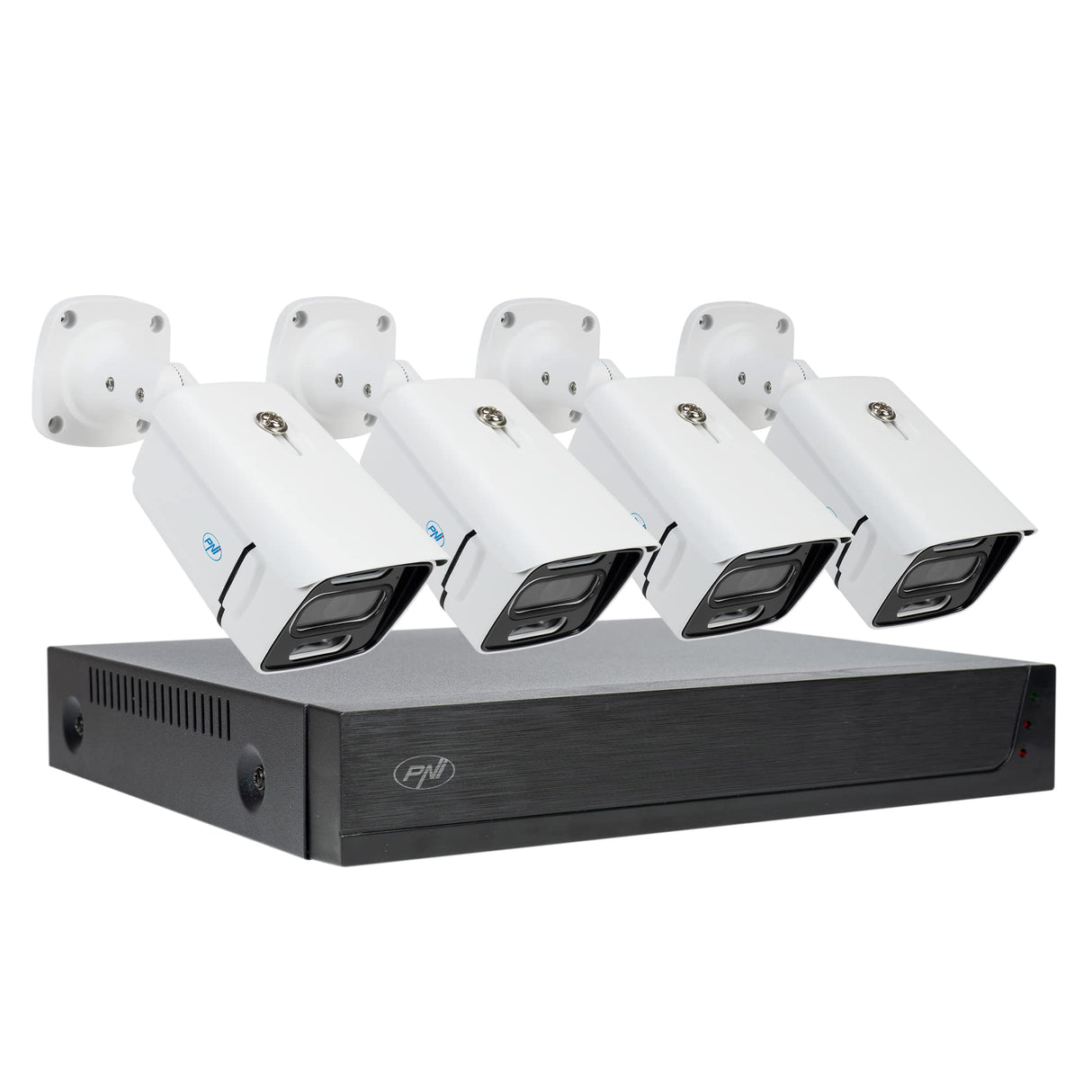 Kit de videovigilancia PNI House IPMAX PoE 3, NVR con 4 Puertos PoE, 4 cámaras con 3MP, Exterior, Power Over Ethernet, detección de rostros