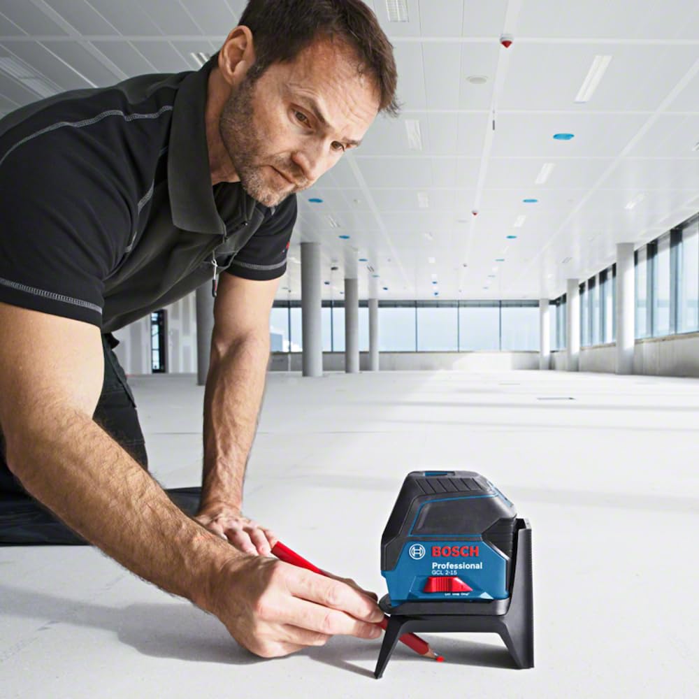 Bosch Professional Nivel láser GCL 2-15 (láser rojo, interior, con puntos de plomada, alcance: 15 m, 3 pilas AA, soporte giratorio RM 1, placa reflectora láser, estuche de protección, maletín)
