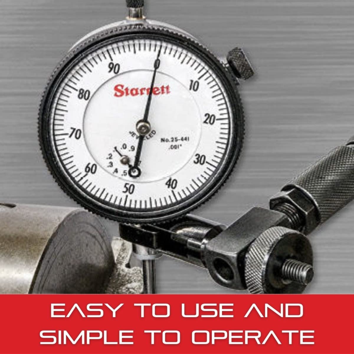 Starrett 196b1 universal Dial Indicador, espalda émbolo, esfera blanca, 0 – 100 Lectura, 0 – 0.2 "Rango, 0.001" Graduación