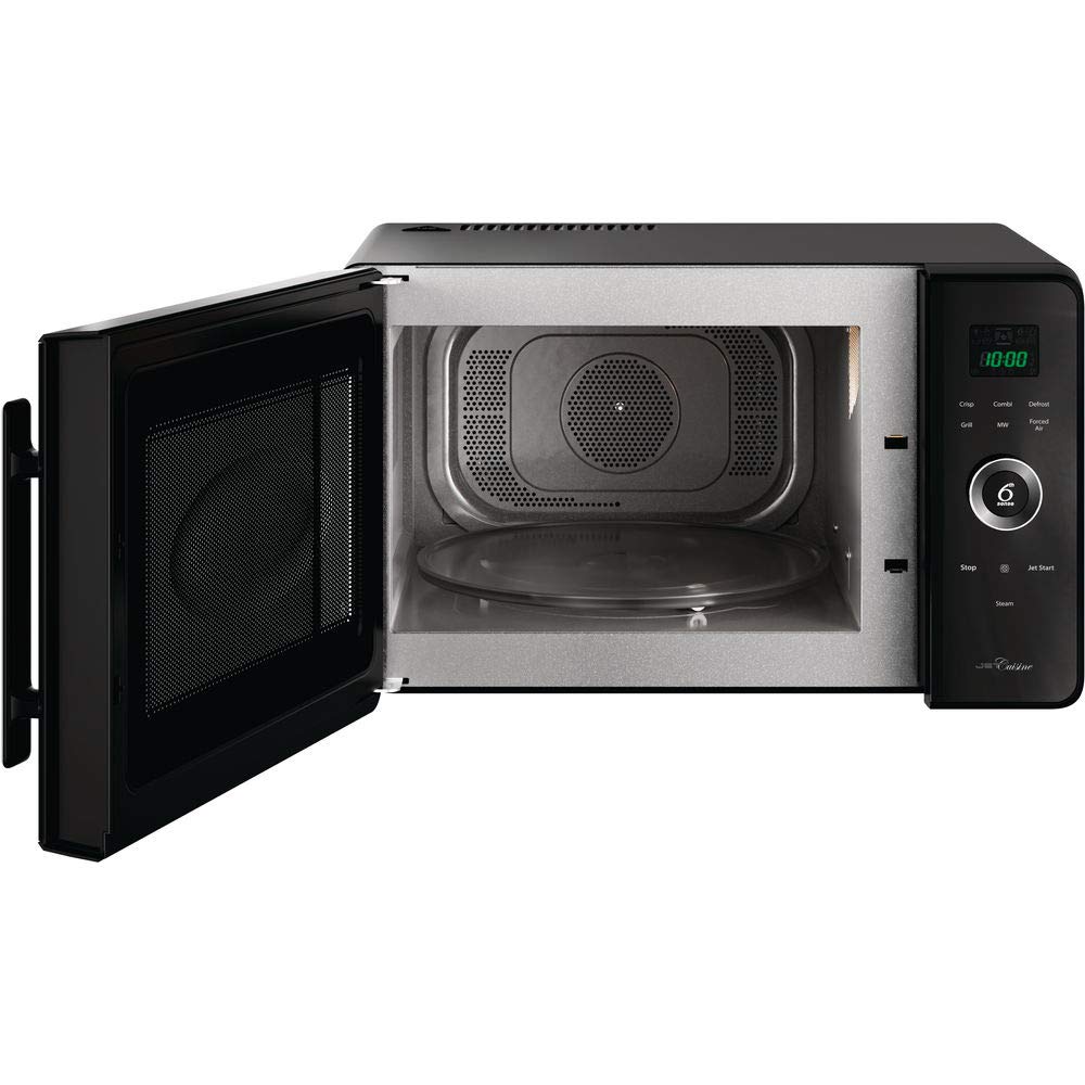 Whirlpool JQ 280 MB Microondas, Termoventilado Combinado, Libre Instalación, con Vaporiera Parrilla Baja Plato Crisp y Mango, 30 L, Negro, 54,8 x 52,5 x 33,3 cm