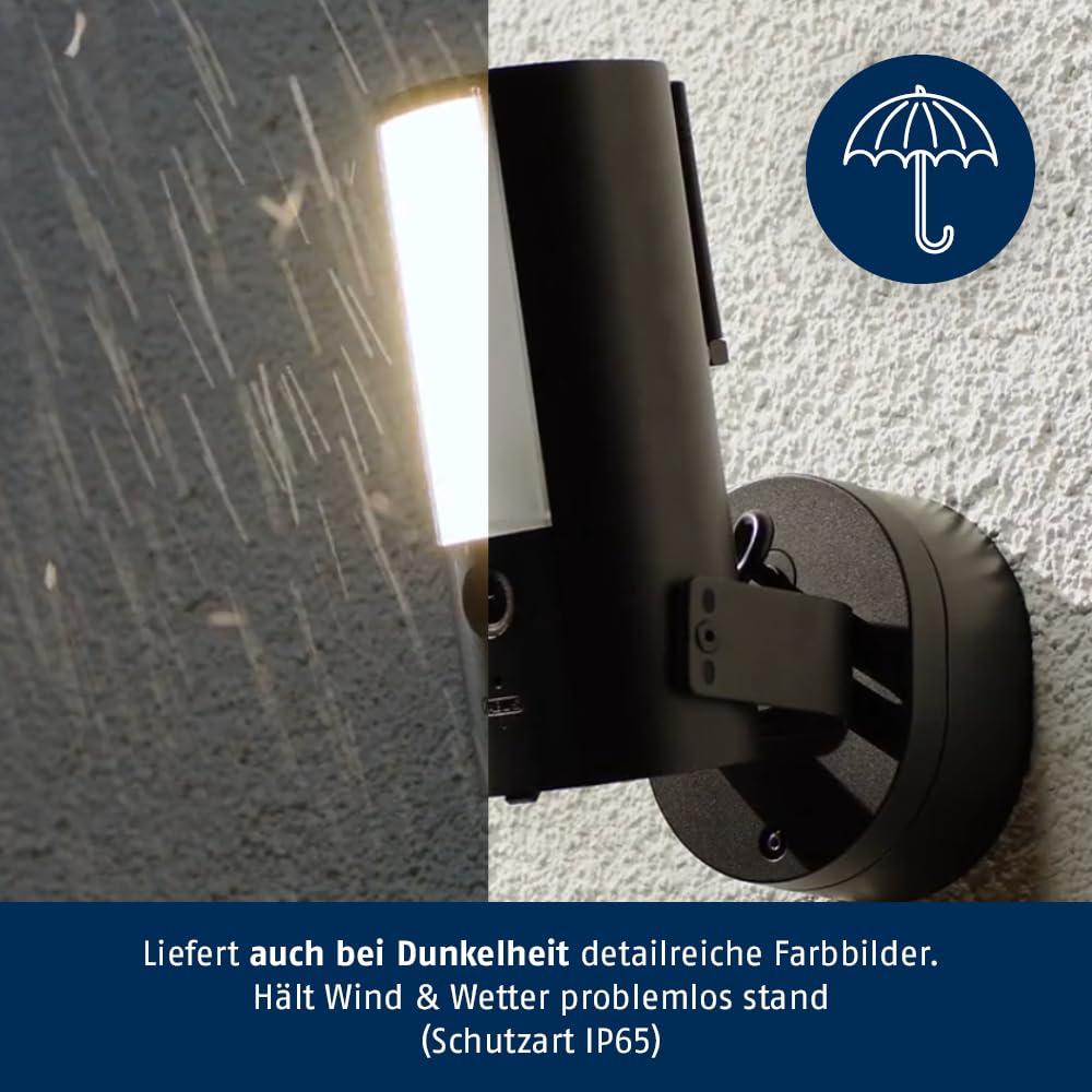 ABUS WLAN Light Outdoor Camera (PPIC46520) - Cámara de vigilancia inteligente con luz exterior, detección de personas, detección de animales, detección de coches, notificación push individual